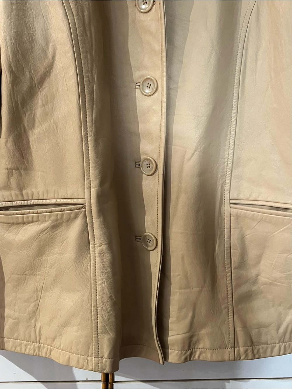 Tan Leather Button-Front Jacket - Picture 4 of 8